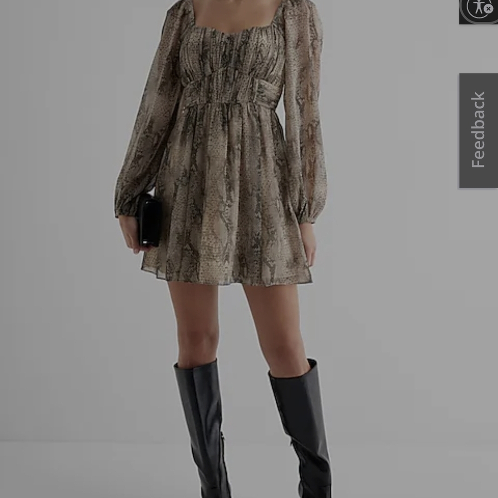 Express Long Sleeve Snake Print Dress